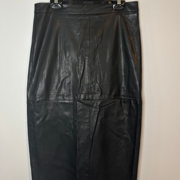Leather Midi Skirt, Size 6 Black - Picture 1 of 2